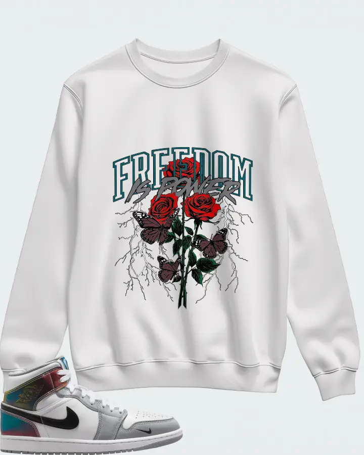 Air Jordan 1 Mid SE White Wolf Grey Black Matching Sweatshirt