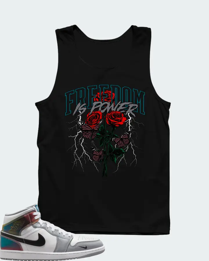 Air Jordan 1 Mid SE White Wolf Grey Black Matching Tank Top