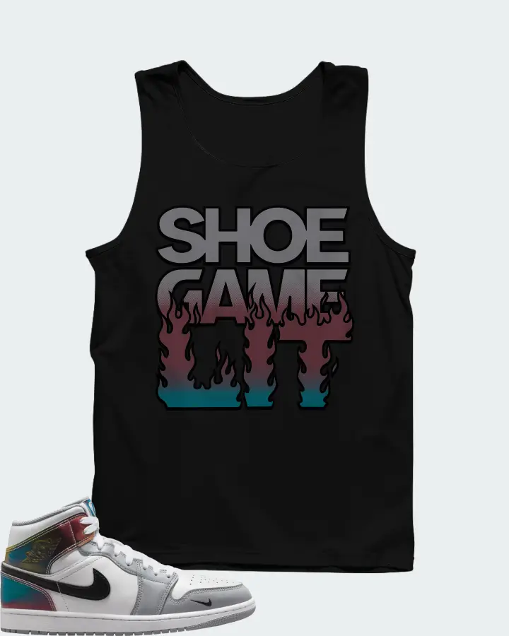 Air Jordan 1 Mid SE White Wolf Grey Black Matching Tank Top
