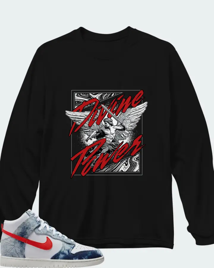 Dunk High Washed Denim Matching Long Sleeve T-Shirt