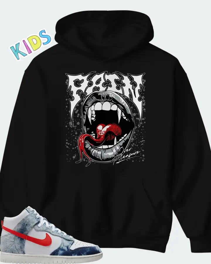 Dunk High Washed Denim Matching Kid's Hoodie