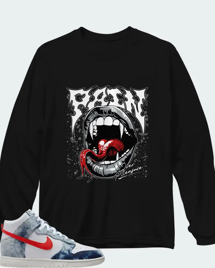 Dunk High Washed Denim Matching Long Sleeve T-Shirt