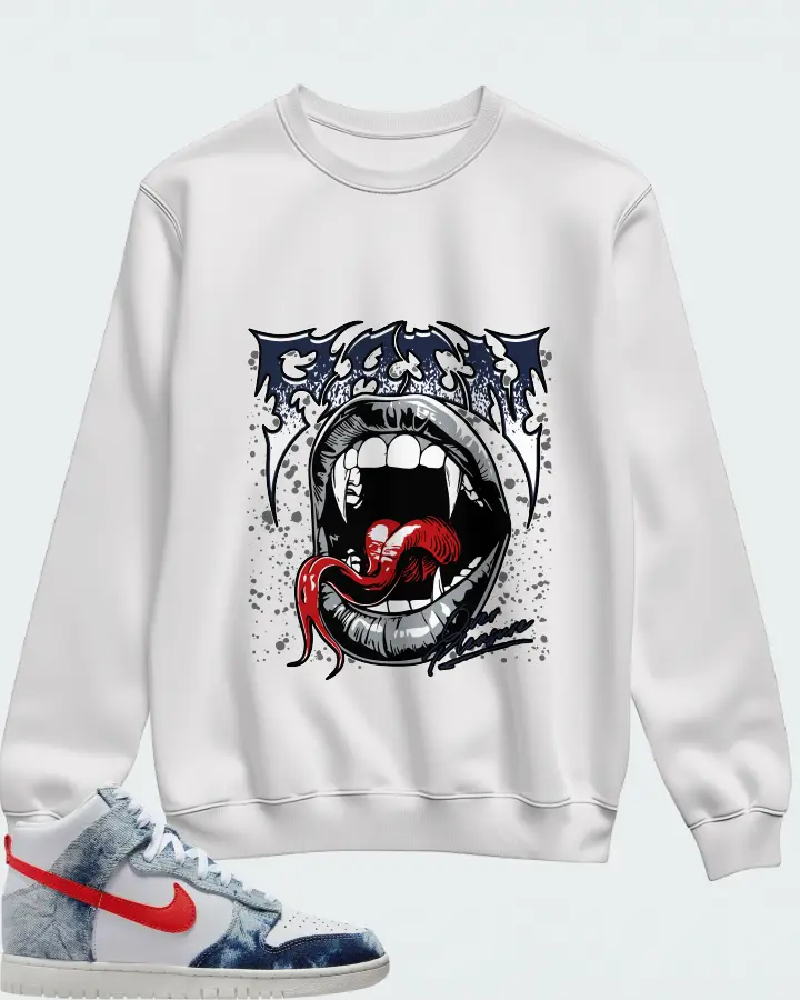 Dunk High Washed Denim Matching Sweatshirt