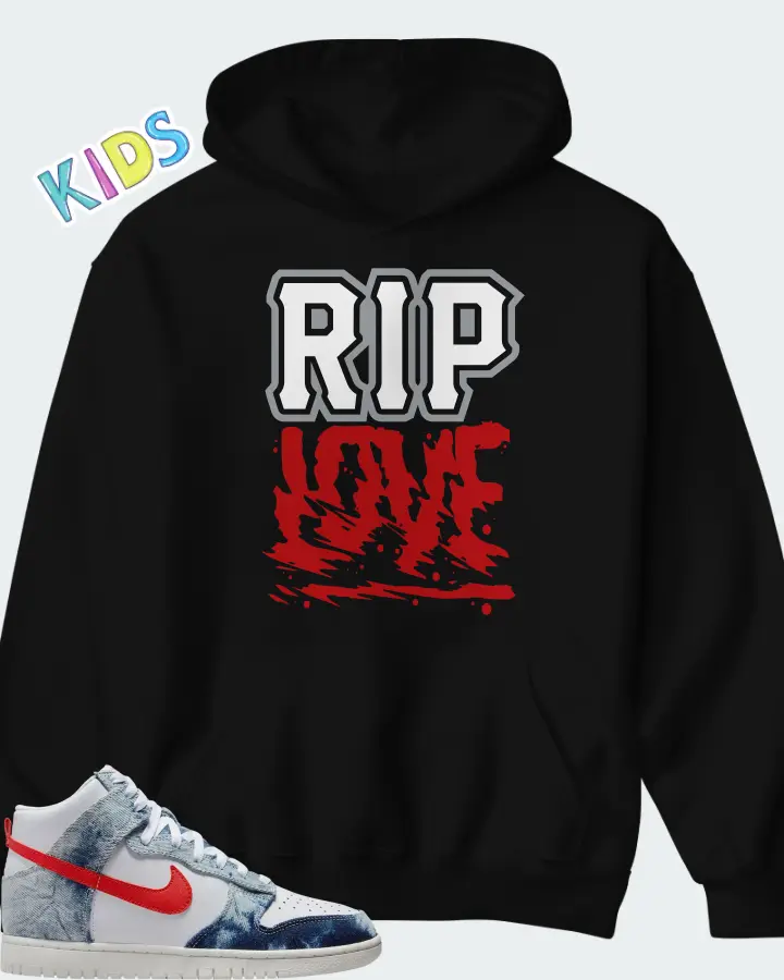 Dunk High Washed Denim Matching Kid's Hoodie