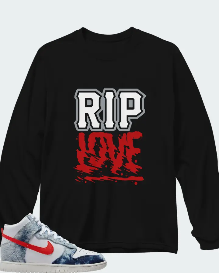 Dunk High Washed Denim Matching Long Sleeve T-Shirt