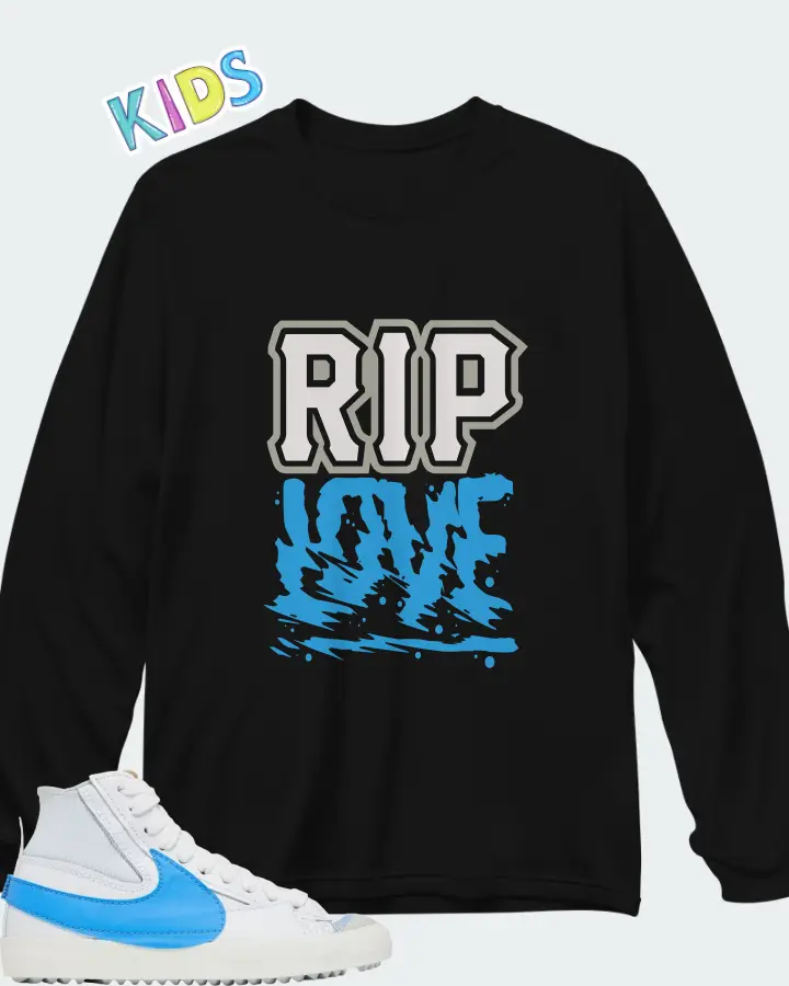 Nike Blazer Mid 77 Jumbo White University Blue Matching Kid's Long Sleeve T-Shirt