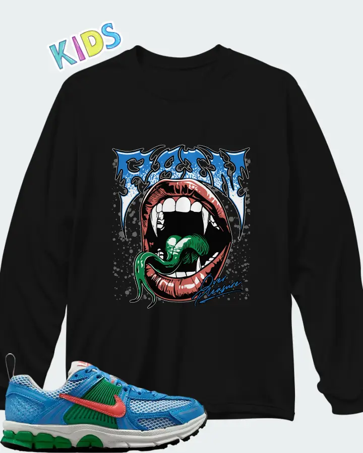Nike Vomero 5 University Blue Stadium Green Summit White Magic Ember Matching Kid's Long Sleeve T-Shirt