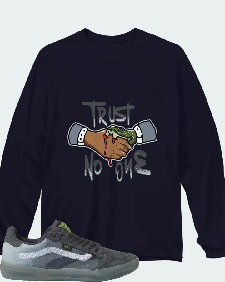 Vans EVDNT UltimateWaffle Sneaker Matching Navy Long Sleeve T-Shirt - Trust No One