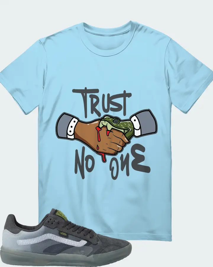 Vans EVDNT UltimateWaffle Sneaker Matching Ocean Blue T-Shirt - Trust No One