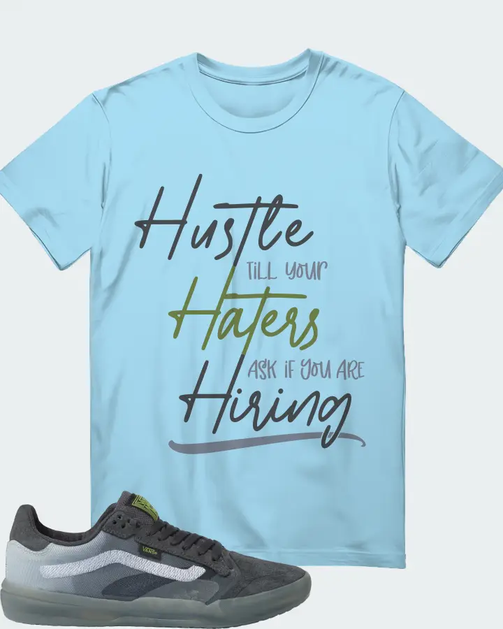 Vans EVDNT UltimateWaffle Sneaker Matching Ocean Blue T-Shirt - HUSTLE TILL YOUR HATERS ASK