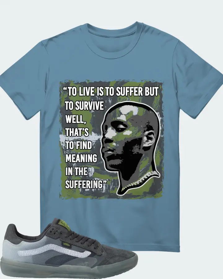 Vans EVDNT UltimateWaffle Sneaker Matching Steel Blue T-Shirt - DMX Suffer Quote