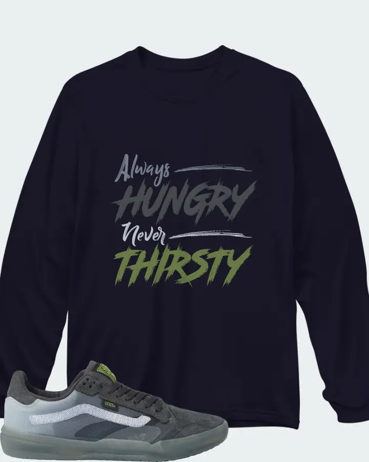 Vans EVDNT UltimateWaffle Sneaker Matching Navy Long Sleeve T-Shirt - Always HUNGRY Never THIRSTY