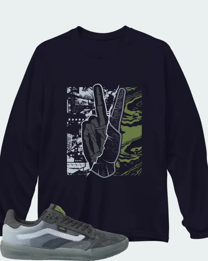 Vans EVDNT UltimateWaffle Sneaker Matching Navy Long Sleeve T-Shirt - Peace of mind