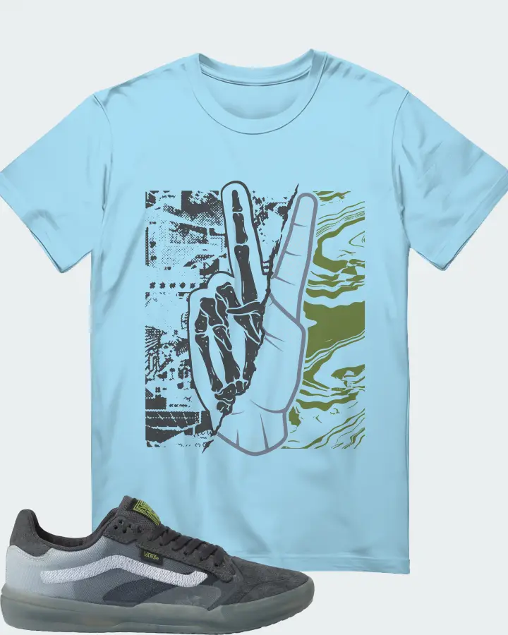 Vans EVDNT UltimateWaffle Sneaker Matching Ocean Blue T-Shirt - Peace of mind