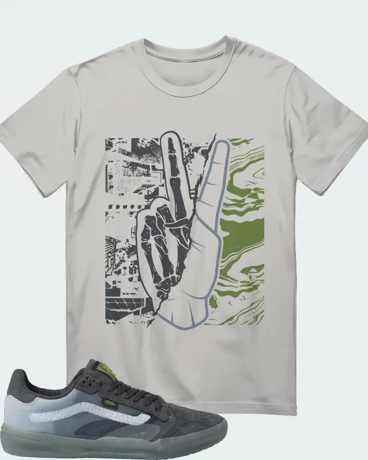 Vans EVDNT UltimateWaffle Sneaker Matching Grey T-Shirt - Peace of mind