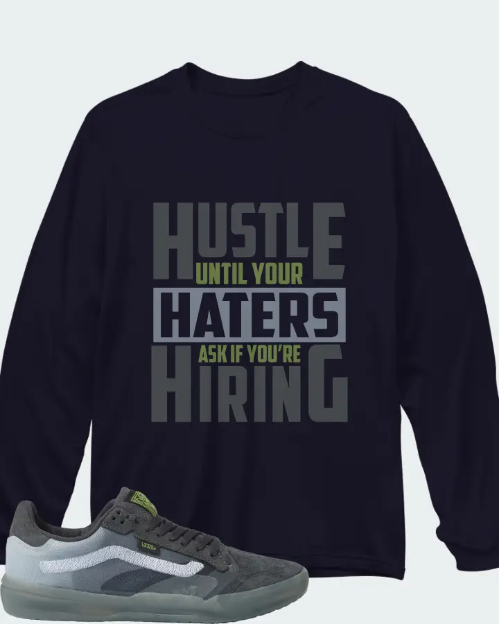 Vans EVDNT UltimateWaffle Sneaker Matching Navy Long Sleeve T-Shirt - HUSTLE UNTIL YOUR HATERS
