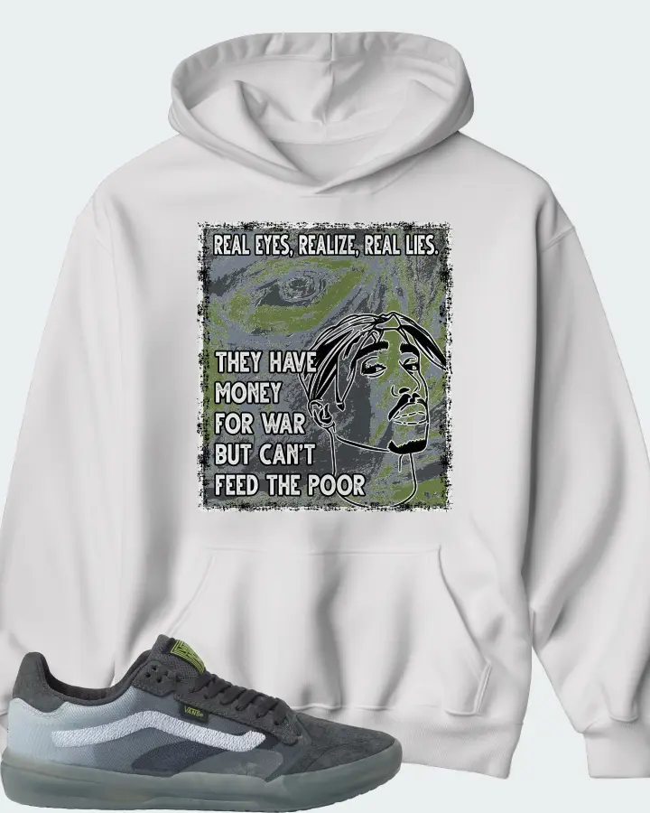 Vans EVDNT UltimateWaffle Sneaker Matching White Kid's Hoodie - TUPAC Real Eyes Realize Real Lies