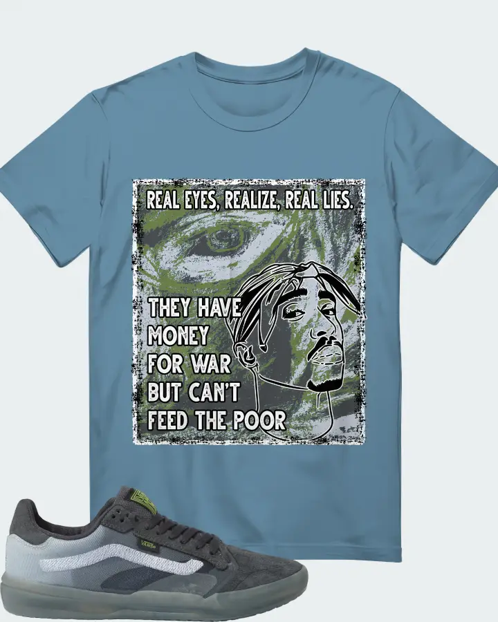 Vans EVDNT UltimateWaffle Sneaker Matching Steel Blue T-Shirt - TUPAC Real Eyes Realize Real Lies