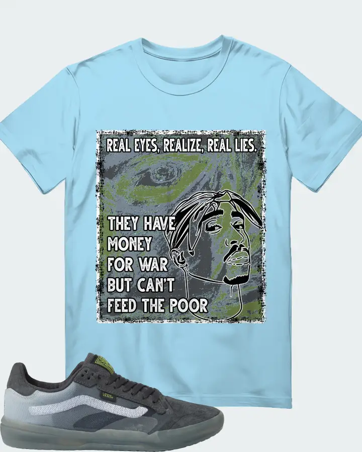 Vans EVDNT UltimateWaffle Sneaker Matching Ocean Blue T-Shirt - TUPAC Real Eyes Realize Real Lies