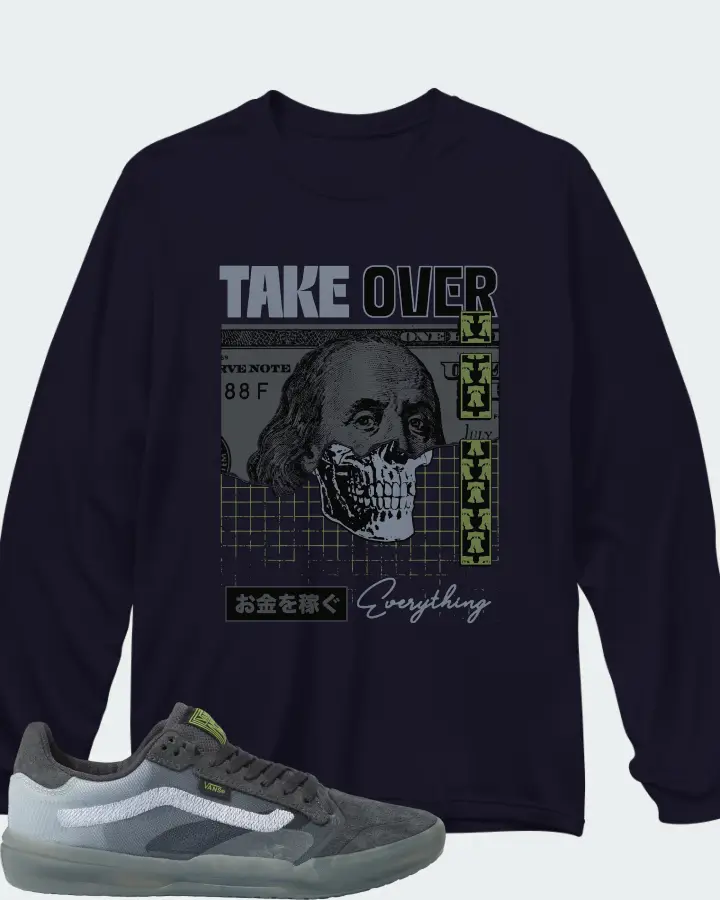 Vans EVDNT UltimateWaffle Sneaker Matching Navy Long Sleeve T-Shirt - Take Over