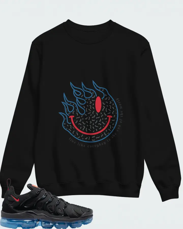 Nike Vapormax Plus Black Red Blue Matching Sweatshirt