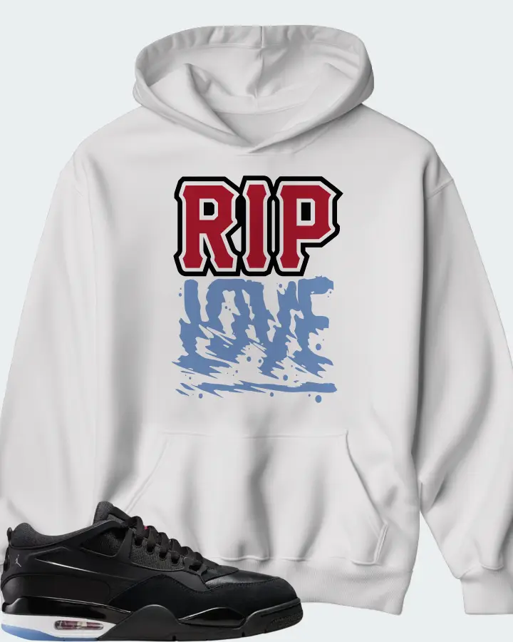 Air Jordan 4 RM Black White Varsity Red Matching Hoodie