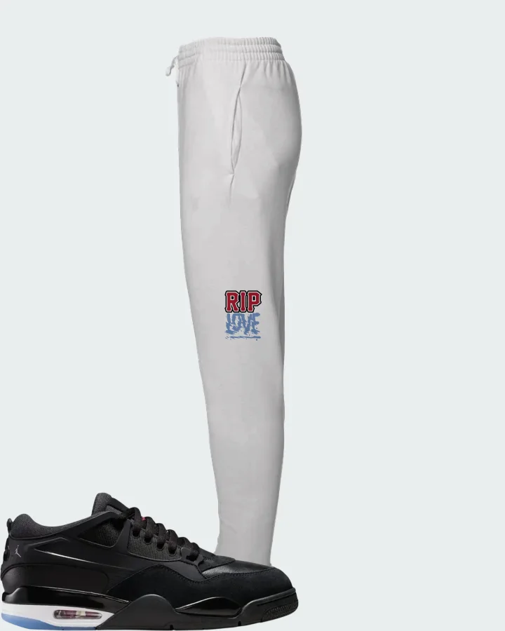 Air Jordan 4 RM Black White Varsity Red Matching Joggers