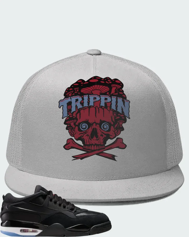 Air Jordan 4 RM Black White Varsity Red Matching Hat