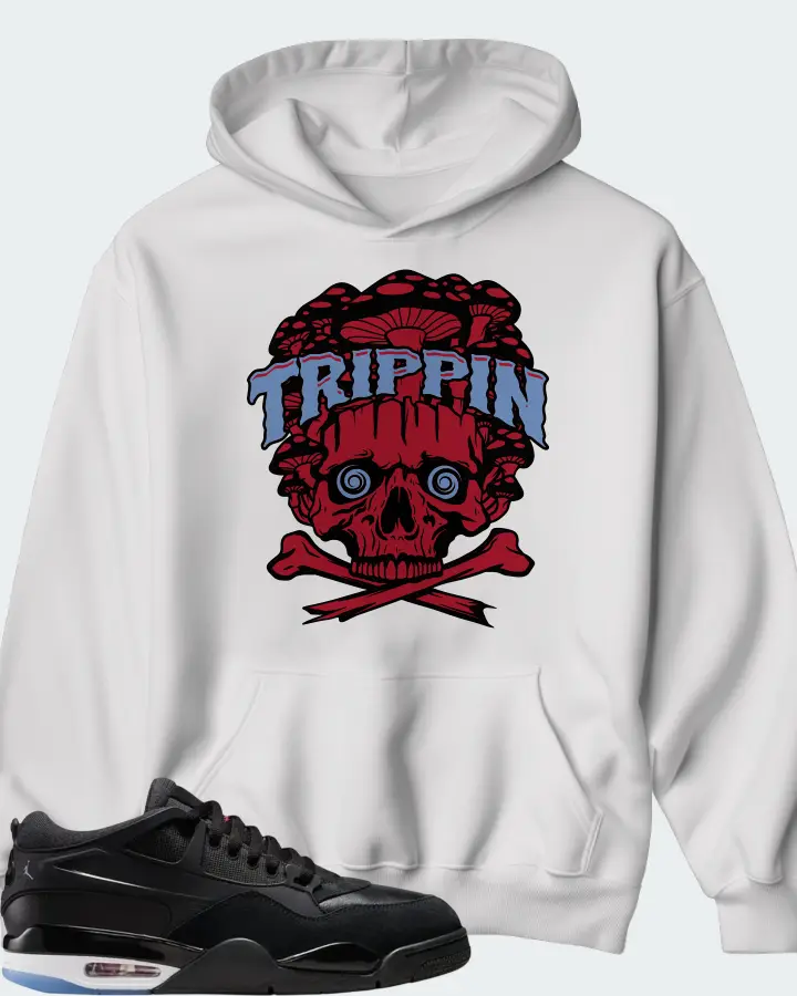 Air Jordan 4 RM Black White Varsity Red Matching Hoodie
