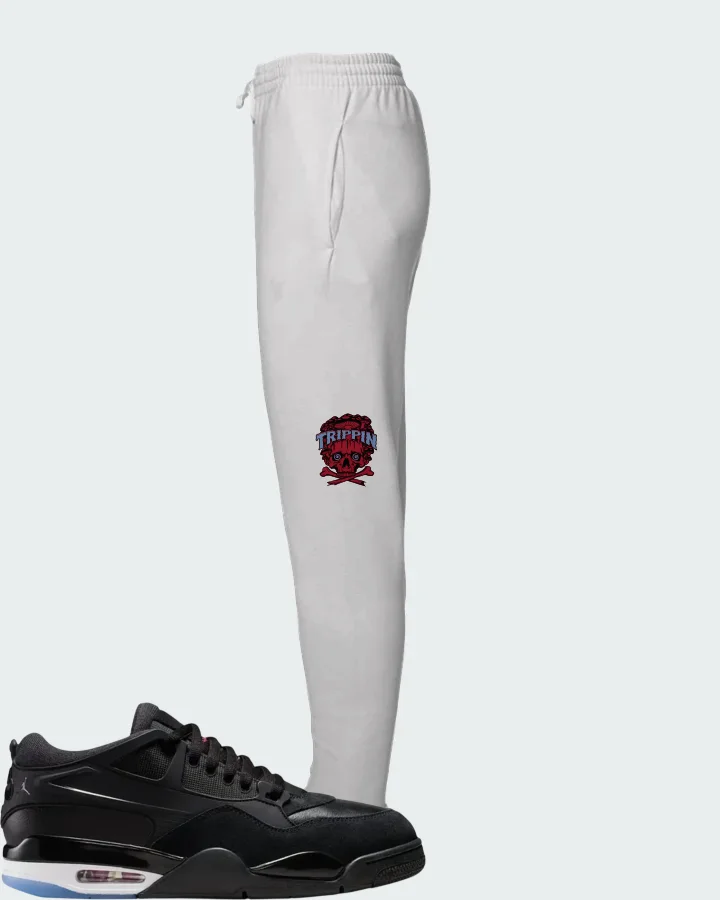 Air Jordan 4 RM Black White Varsity Red Matching Joggers