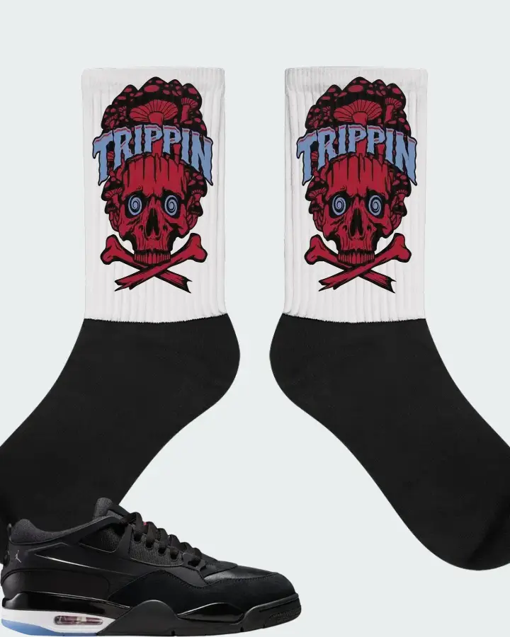 Air Jordan 4 RM Black White Varsity Red Matching Socks