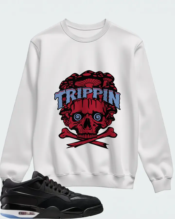 Air Jordan 4 RM Black White Varsity Red Matching Sweatshirt