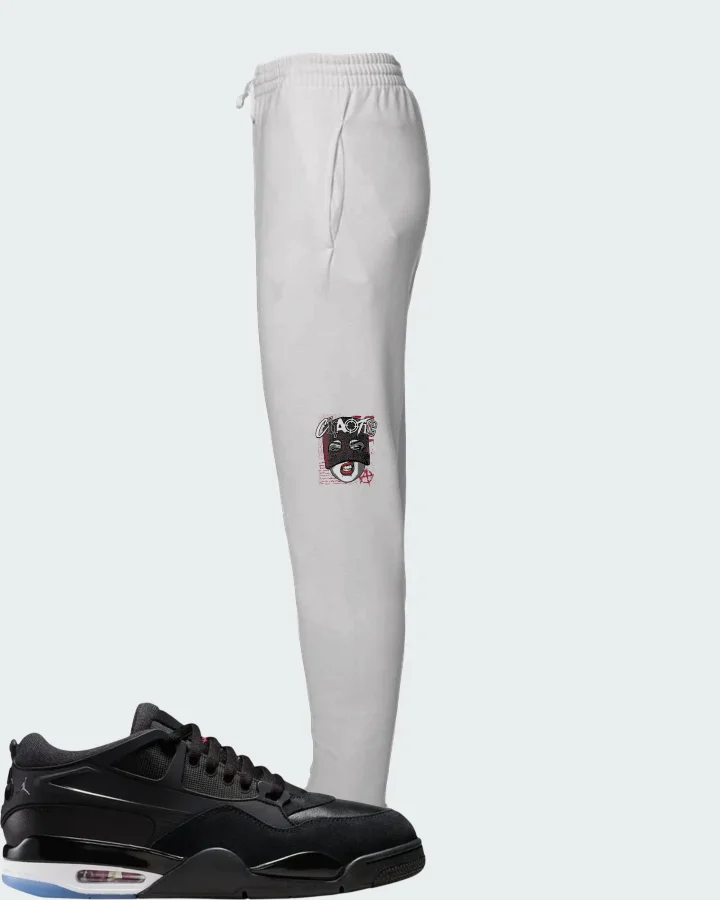 Air Jordan 4 RM Black White Varsity Red Matching Joggers