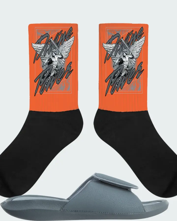 Jordan Hydro 6 Sneaker Matching Orange Socks (Divine Power) - View 1