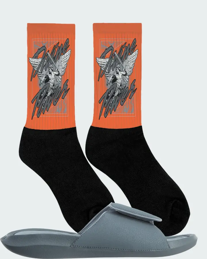 Jordan Hydro 6 Sneaker Matching Orange Socks (Divine Power) - View 2