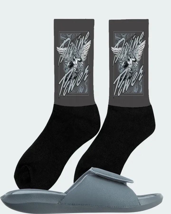 Jordan Hydro 6 Sneaker Matching Dark Grey Socks (Divine Power) - View 3