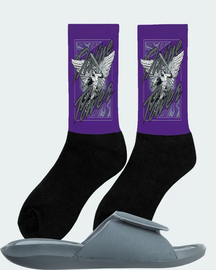 Jordan Hydro 6 Sneaker Matching Purple Socks (Divine Power) - View 3