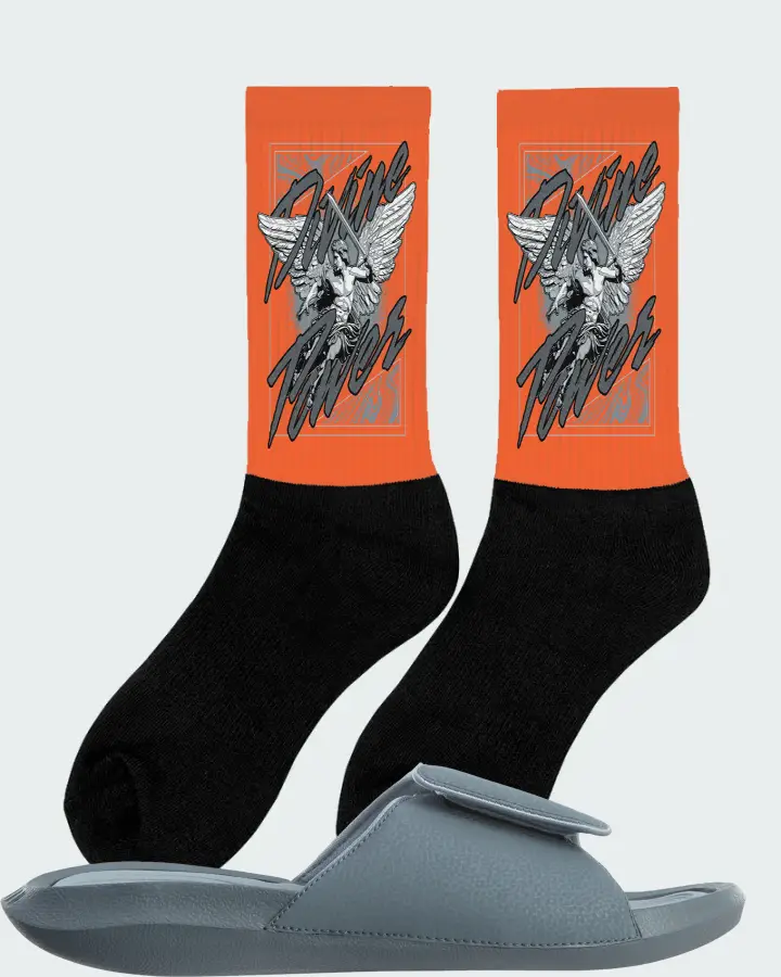 Jordan Hydro 6 Sneaker Matching Orange Socks (Divine Power) - View 3