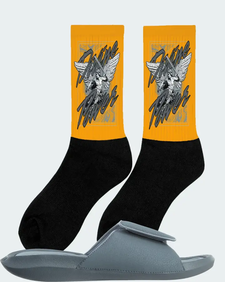 Jordan Hydro 6 Sneaker Matching Gold Socks (Divine Power) - View 3