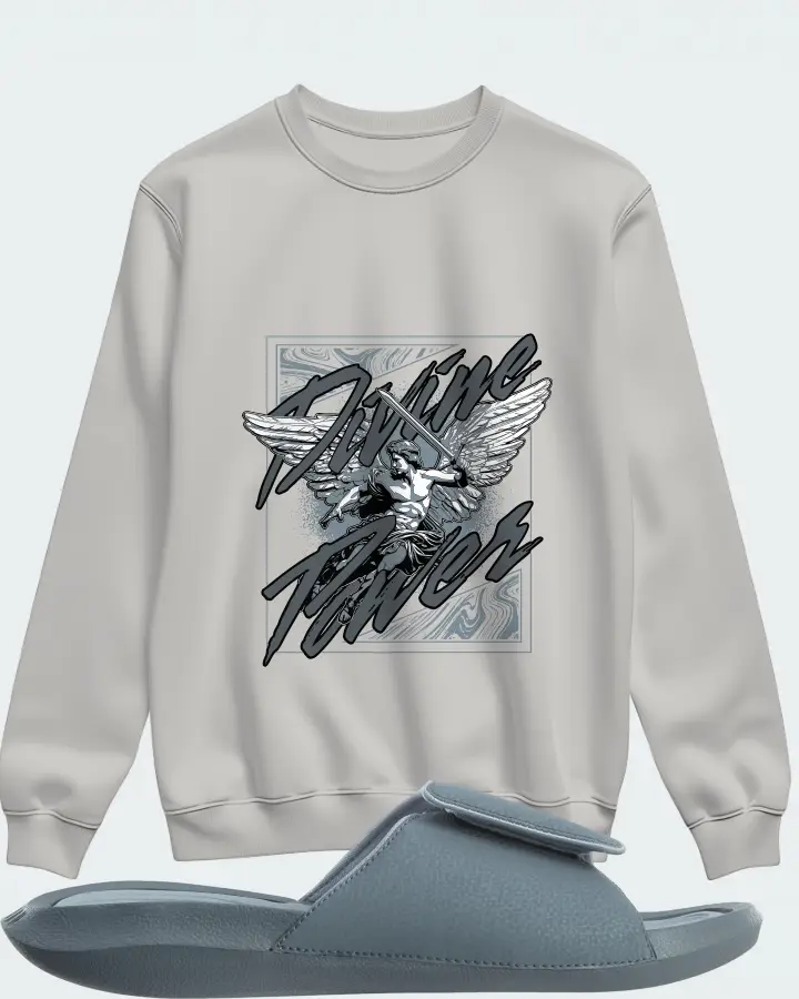 Jordan Hydro 6 Sneaker Matching Grey Sweatshirt (Divine Power) - View 1