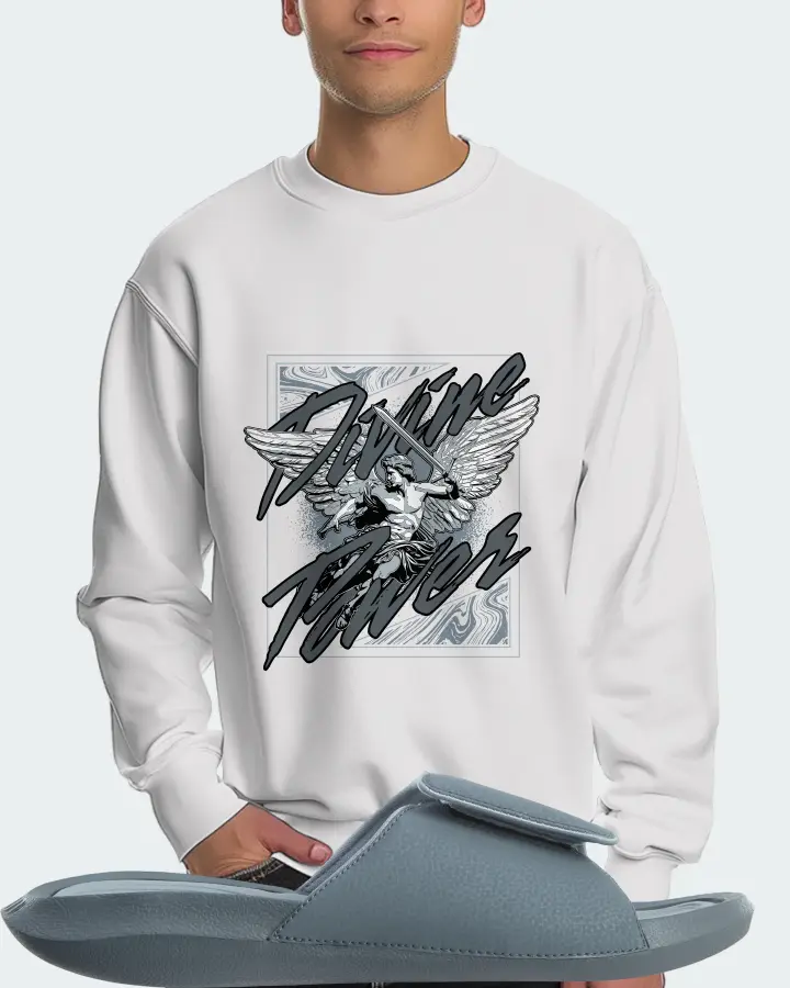 Jordan Hydro 6 Sneaker Matching White Sweatshirt (Divine Power) - View 4