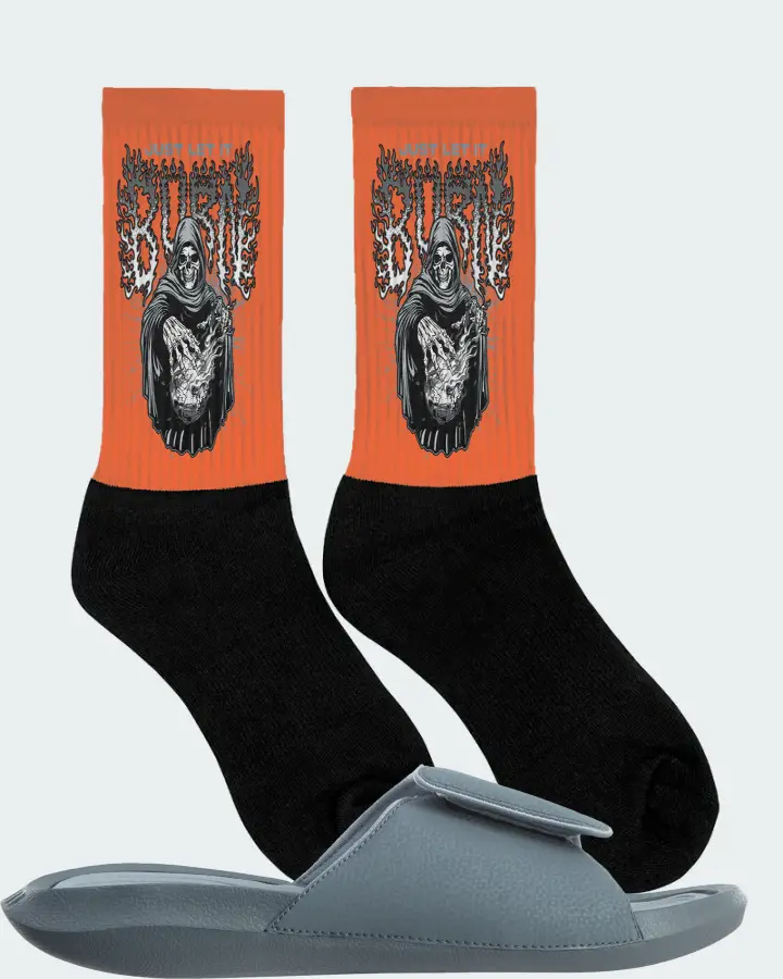 Jordan Hydro 6 Sneaker Matching Orange Socks (Just Let It Burn) - View 2