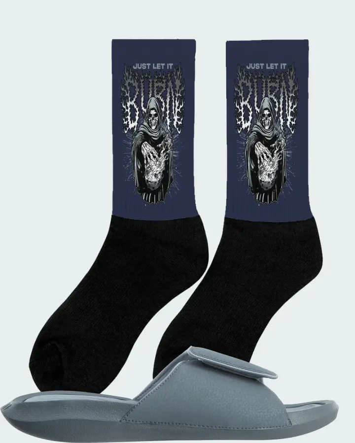 Jordan Hydro 6 Sneaker Matching Navy Socks (Just Let It Burn) - View 3