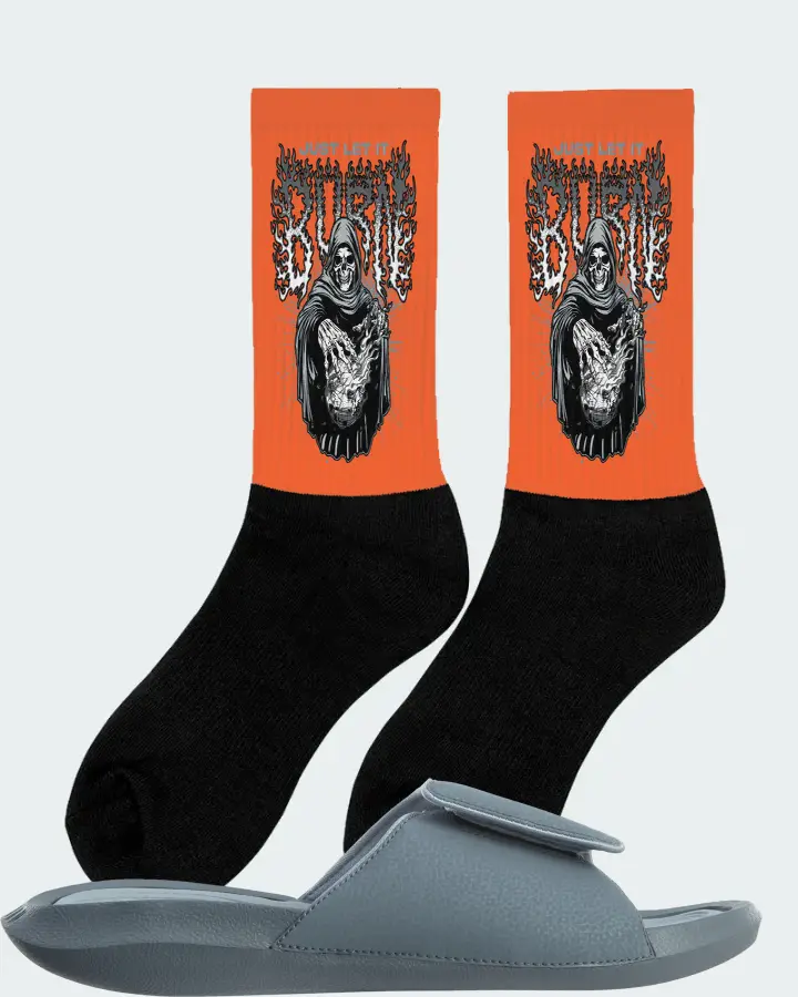 Jordan Hydro 6 Sneaker Matching Orange Socks (Just Let It Burn) - View 3