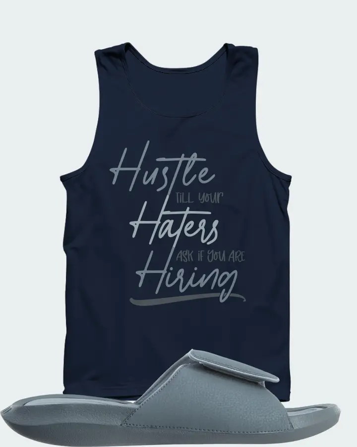 Jordan Hydro 6 Sneaker Matching Navy Tank Top - HUSTLE TILL YOUR HATERS ASK