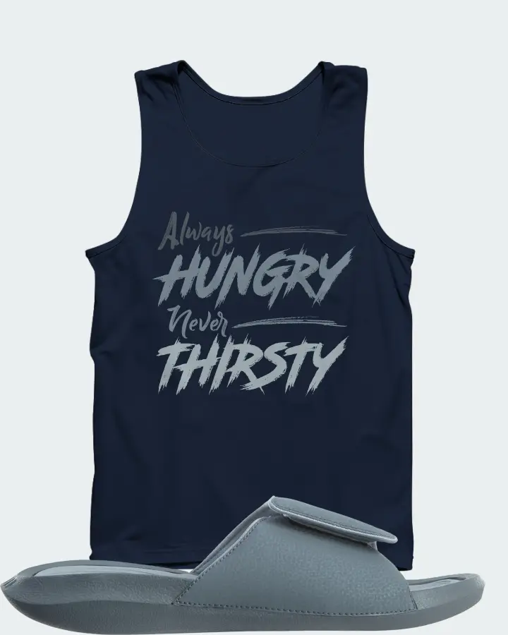 Jordan Hydro 6 Sneaker Matching Navy Tank Top - Always HUNGRY Never THIRSTY
