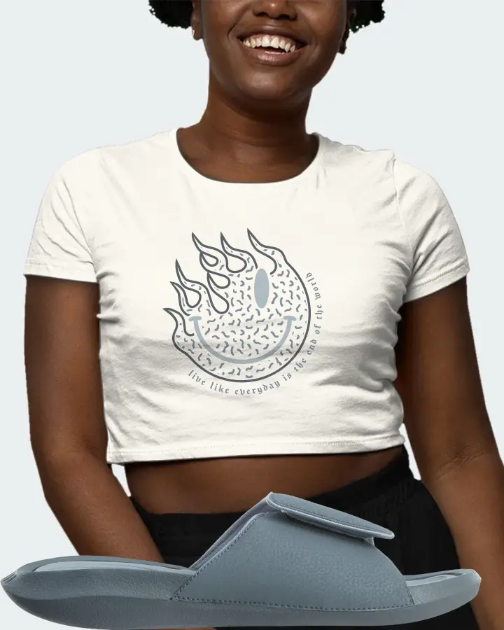 Jordan Hydro 6 Sneaker Matching Ecru White Crop Top (Keep Smiling) - View 3