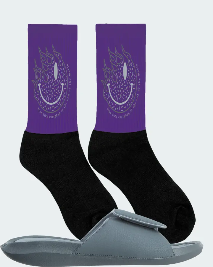 Jordan Hydro 6 Sneaker Matching Purple Socks (Keep Smiling) - View 2