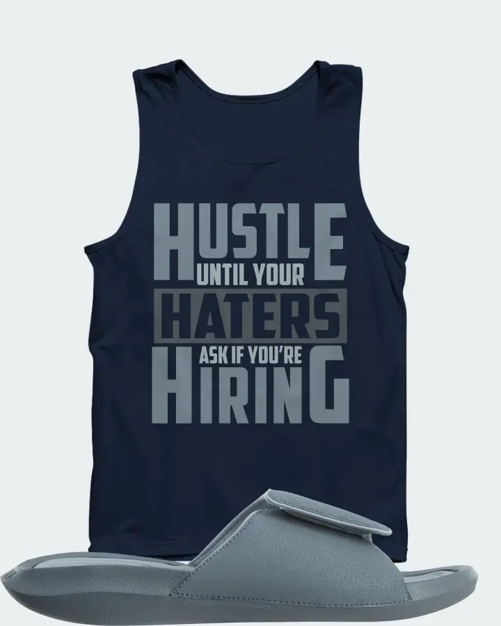 Jordan Hydro 6 Sneaker Matching Navy Tank Top - HUSTLE UNTIL YOUR HATERS