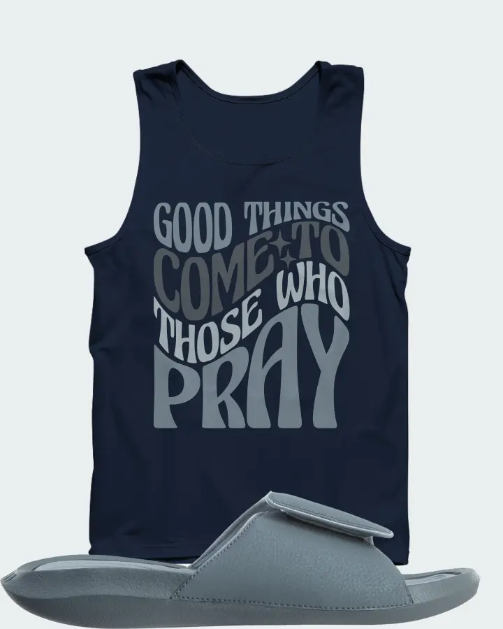 Jordan Hydro 6 Sneaker Matching Navy Tank Top - Good Things Come To Those Who Pray